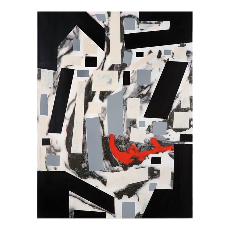 o.T. (a.d. Serie: Vom Ursprung), 2010, Lack, Digitaldruck auf Leinwand, H 136 cm, B 100 cm