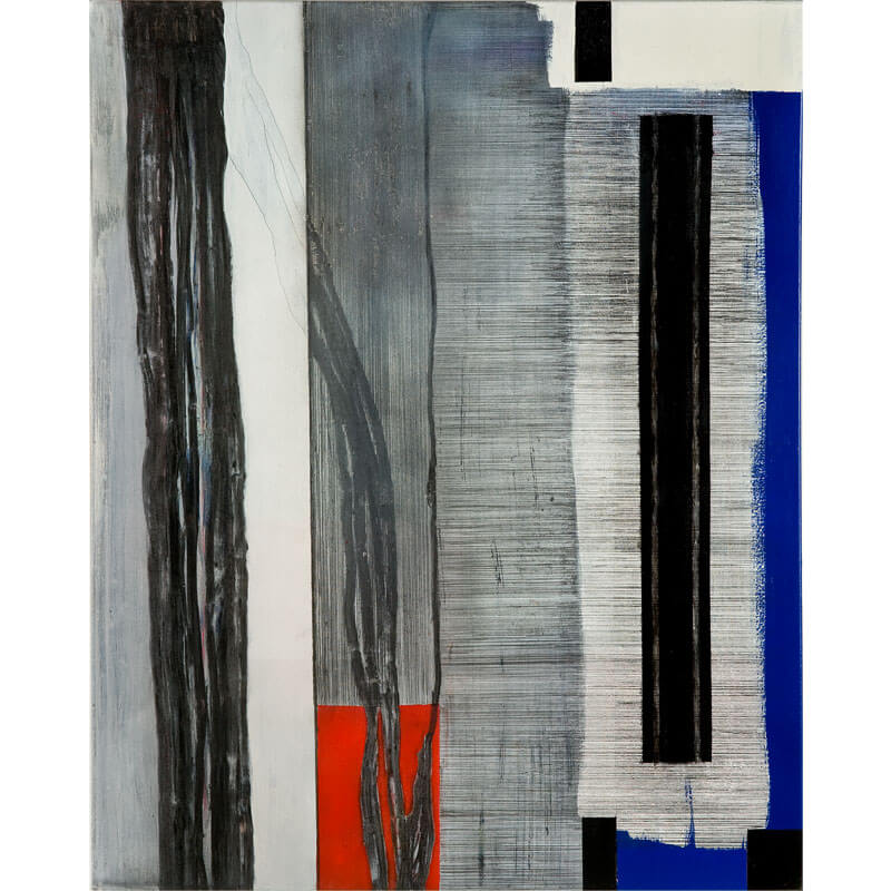 o. T., 2015, Kohle, Graphit, Lack, Dispersion auf Leinwand, H 125 cm, B 100 cm
