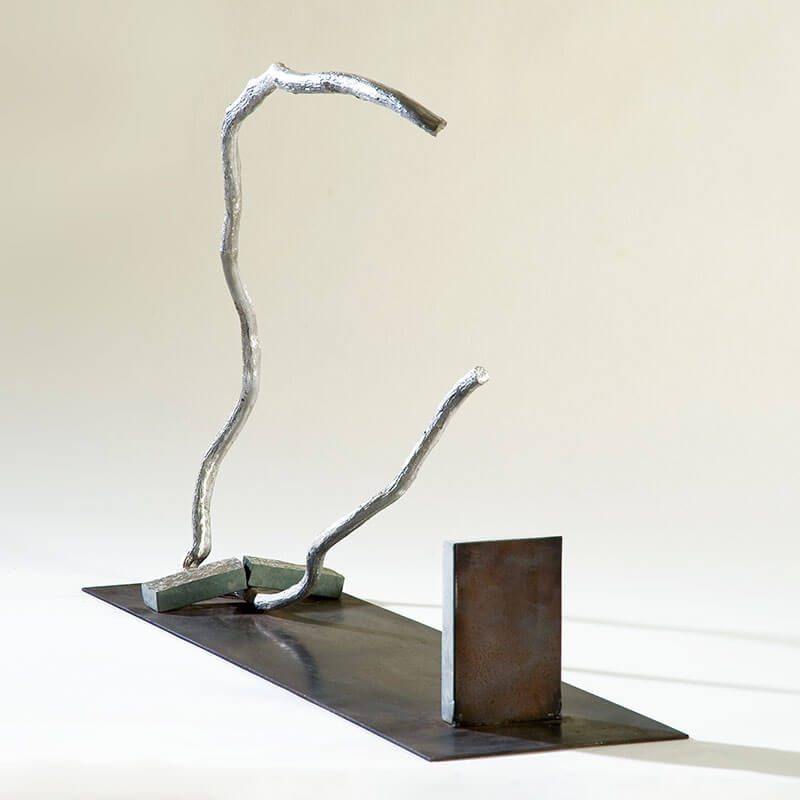 o.T., 2018, Aluminiumguss, Anröchter Dolomit, Corten-Stahl, H 46 cm, B 20 cm, T 76 cm