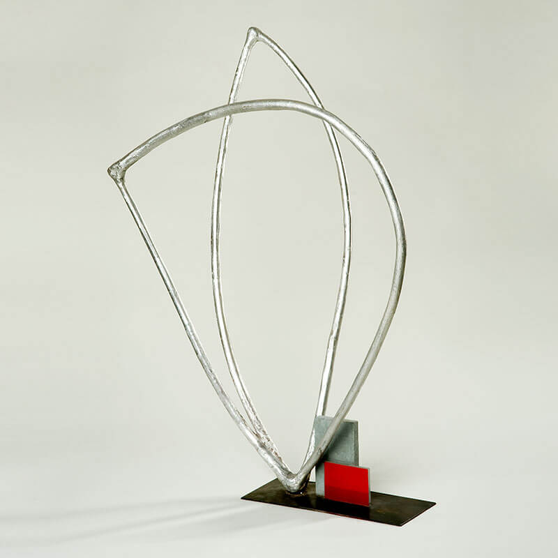o.T., 2018, Aluminiumguss, Anröchter Dolomit, Corten-Stahl, Lack, H 85 cm, B 29 cm, T 61 cm
