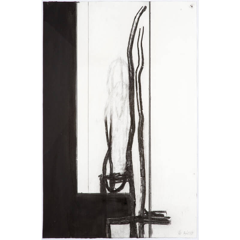 o.T. (a.d. Serie: Gebärde der Natur), 2010, Kohle, Lack auf Büttenpapier, H 78 cm, B 51 cm