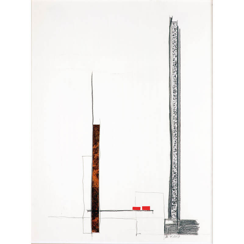 o.T., 2010, Bleistift, Collage auf Papier, H 53 cm, B 39 cm