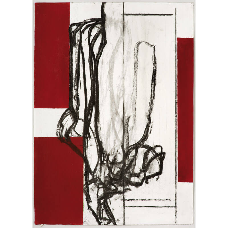 o.T. (a.d. Serie: Gebärde der Natur), 2011, Kohle, Lack auf Büttenpapier, H 55 cm, B 39 cm