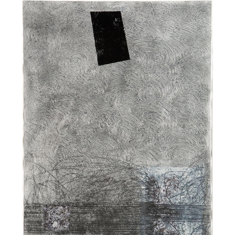 o.T., 2005, Graphit, Kohle, Dispersion, Lack, Collage auf Papier, H 86 cm, B 61 cm