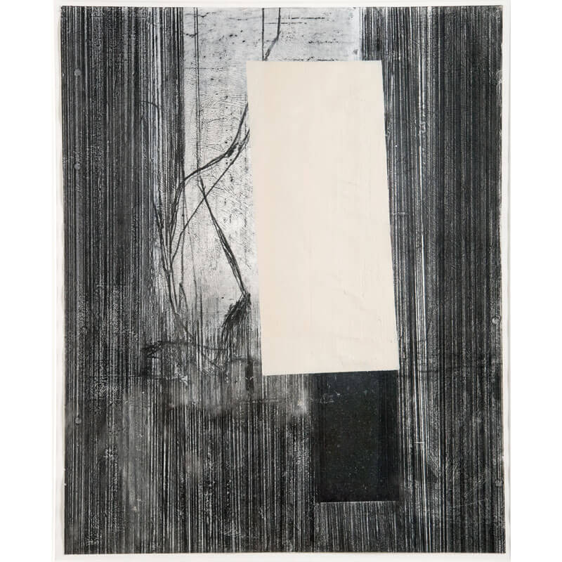 o.T., 2005, Graphit, Kohle, Dispersion, Lack, Collage auf Papier, H 85 cm, B 68 cm