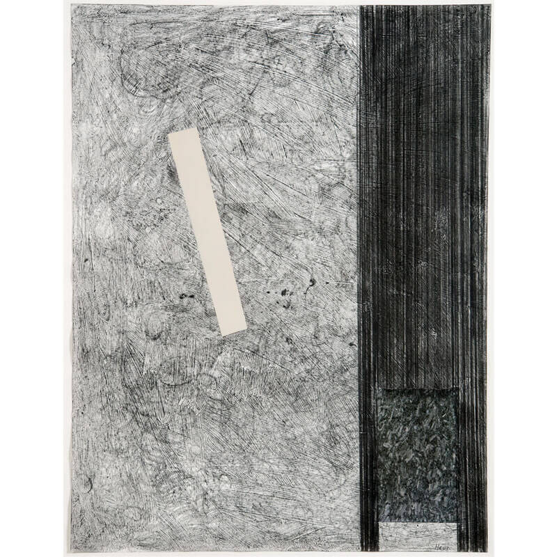 o.T., 2005, Kohle, Graphit, Dispersion, Lack, Collage auf Papier, H 84 cm, B 64 cm