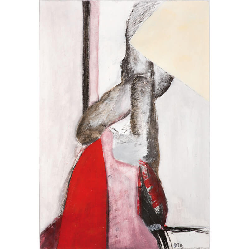 o.T., 1990, Kohle, Kreide, Dispersion, Lack auf Papier, H 87 cm, B 60 cm