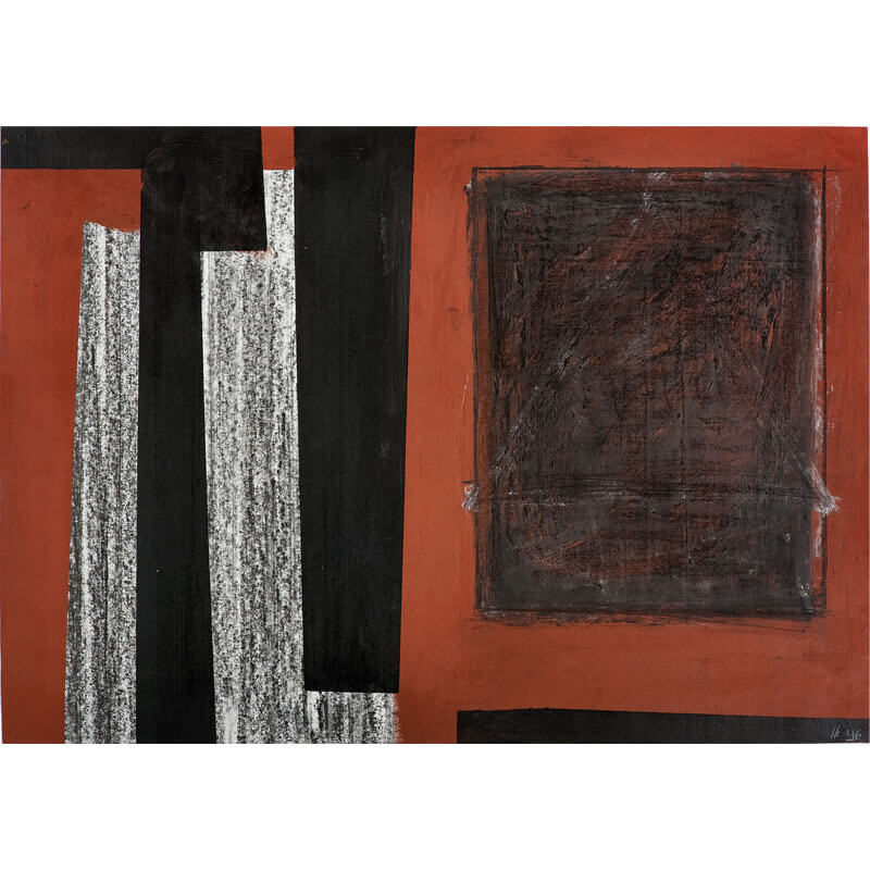 o.T., 1996, Kohle, Kreide, Primer, Polymer auf Papier, H 43 cm, B 61 cm