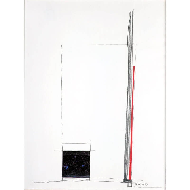 o.T., 2010, Bleistift, Collage auf Papier, H 53 cm, B 39 cm