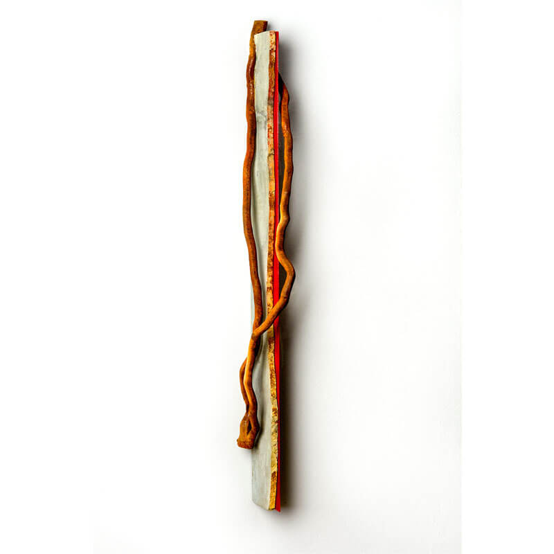 o. T., 2015, Eisenguss, Anröchter Dolomit, Corten-Stahl, Lack, H 114 cm, B 17 cm, T 22 cm