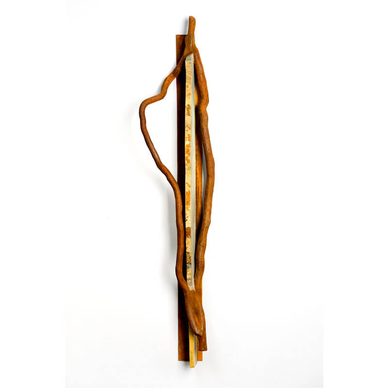 o. T., 2015, Eisenguss, Anröchter Dolomit, Corten-Stahl, H 111 cm, B 23 cm, T 15 cm